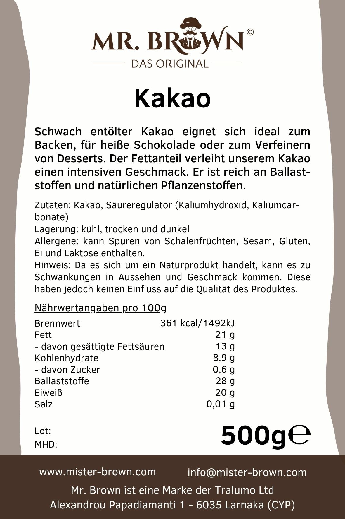 LowCarb Kakaopulver 20-22% - 500g