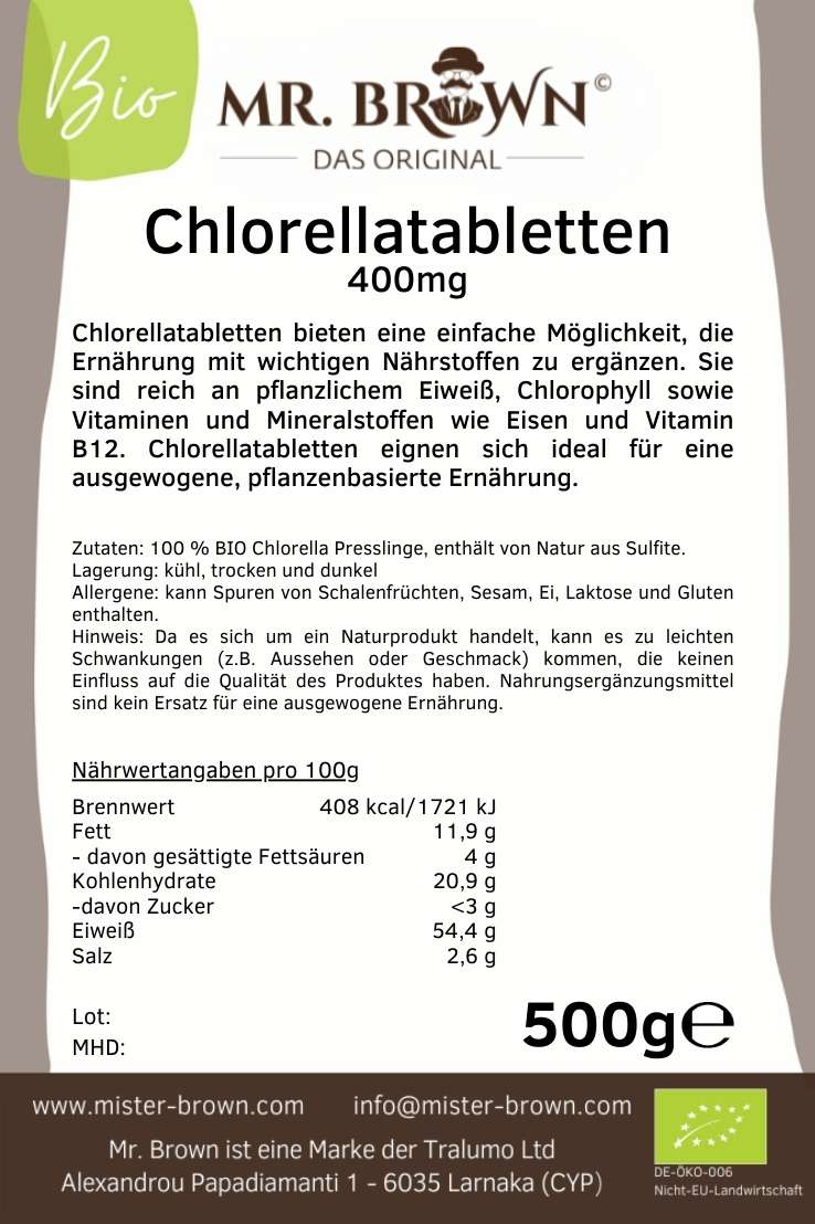 BIO Chlorella Tabletten 400mg - 500g