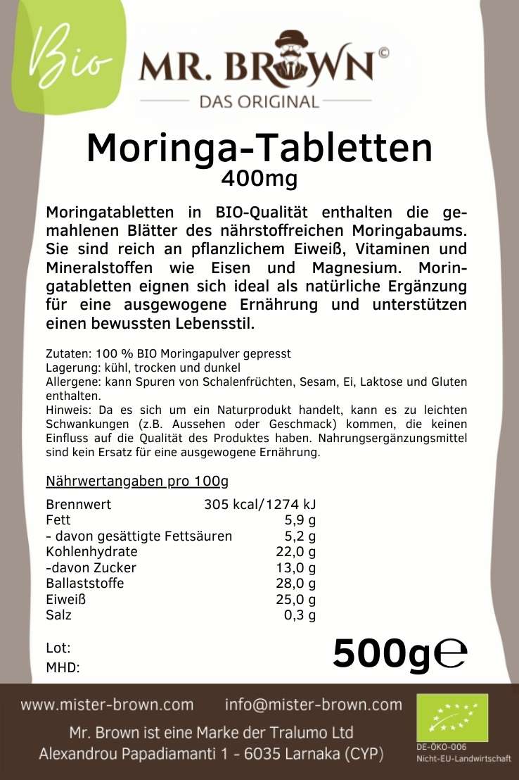 BIO Moringa Tabletten 400mg - 500g
