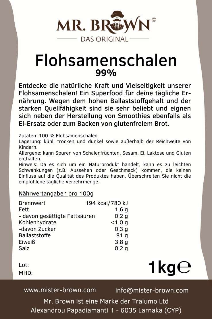 Flohsamenschalen 99% 1kg