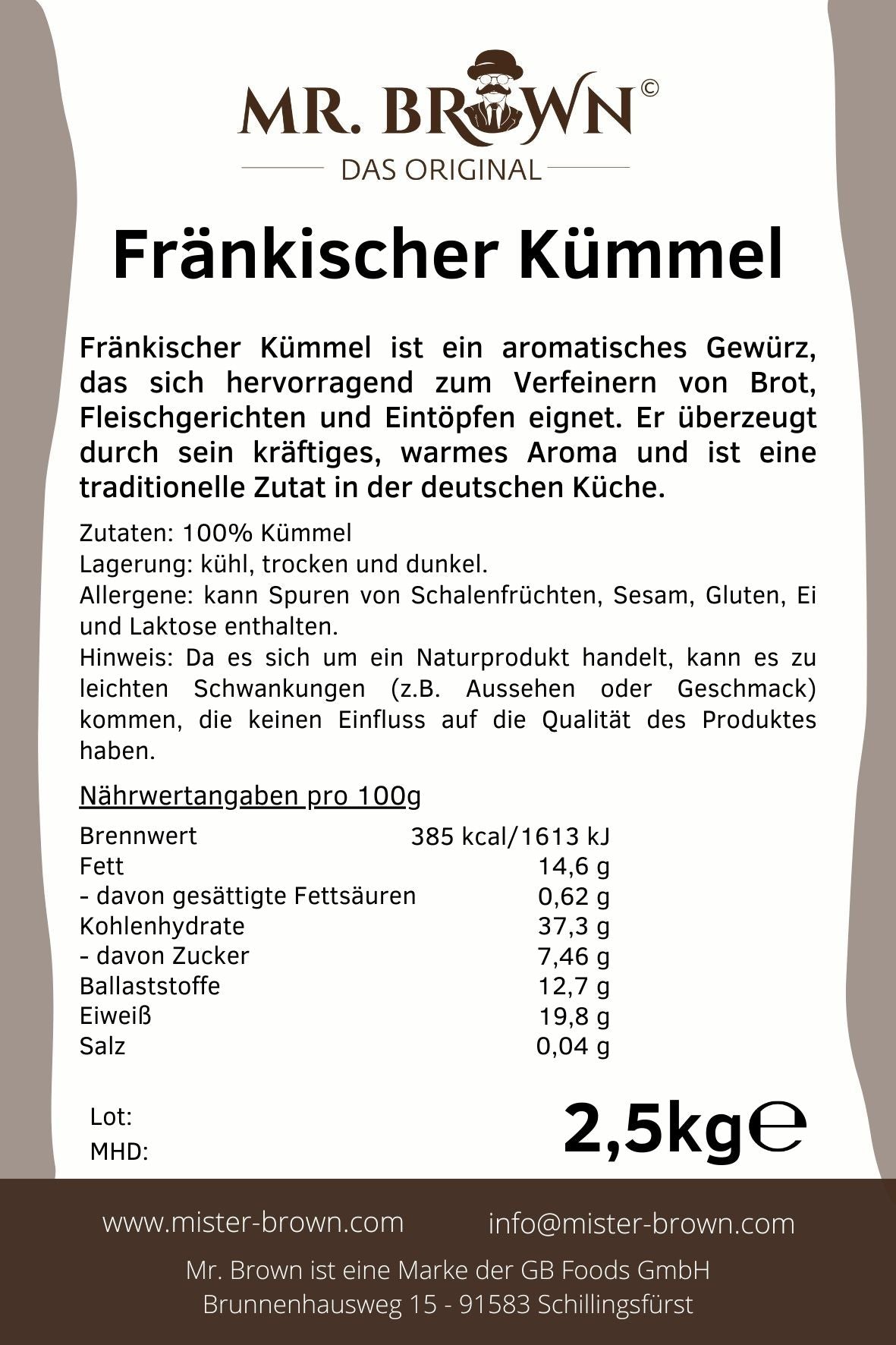 Fränkischer Kümmel 2,5kg