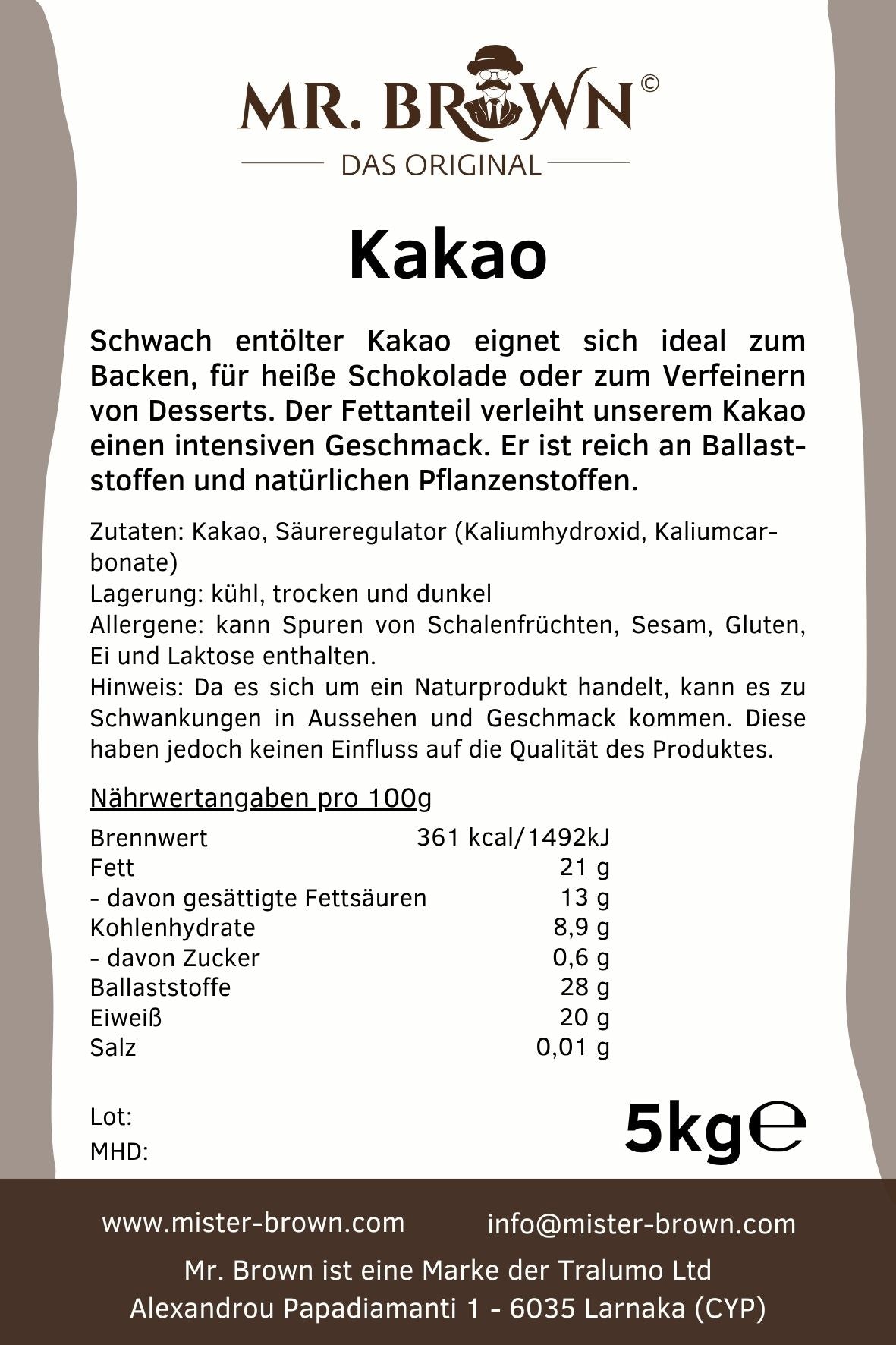 LowCarb Kakaopulver 20-22% - 5kg