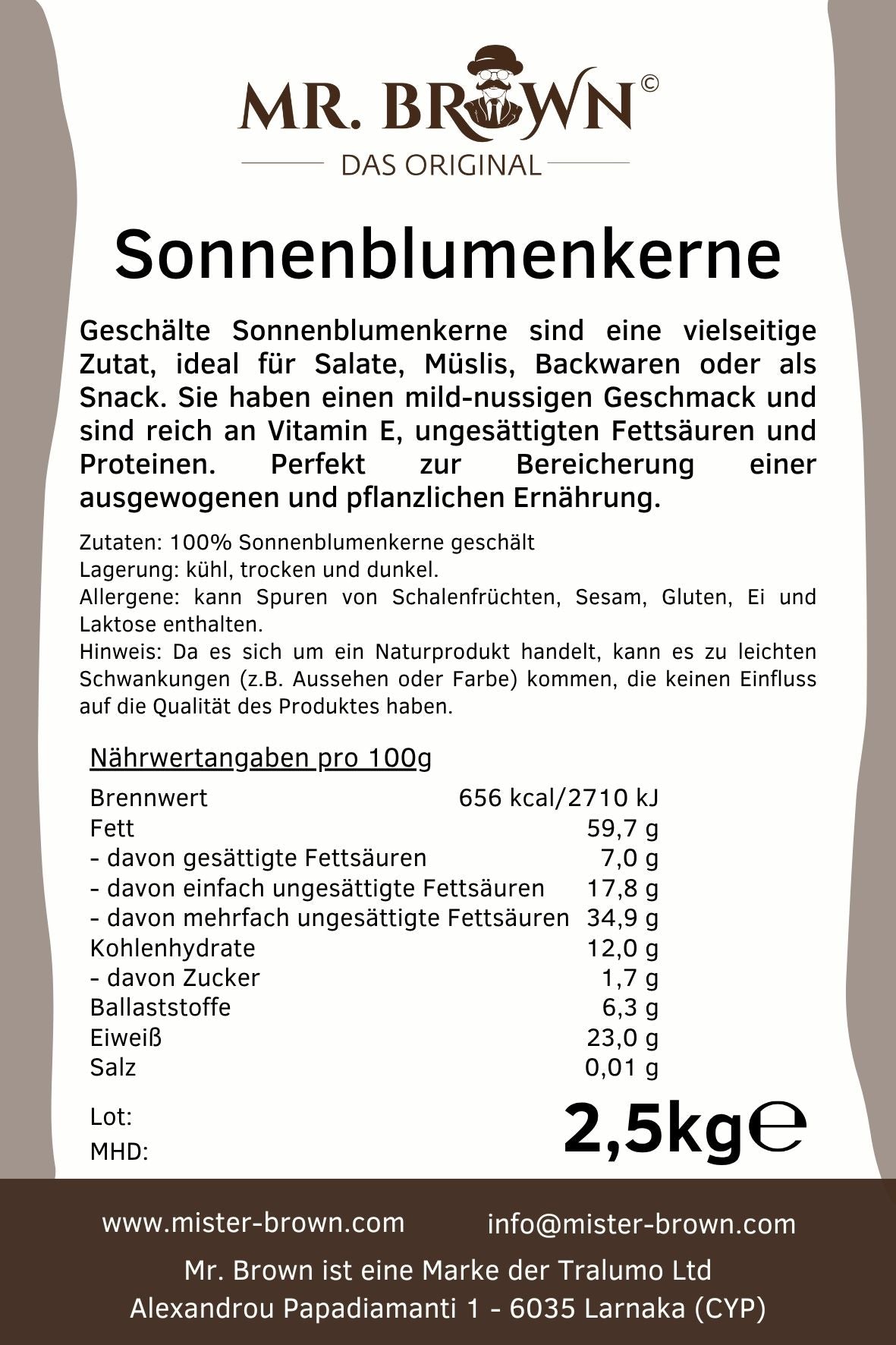 Sonnenblumenkerne 2,5 Kg