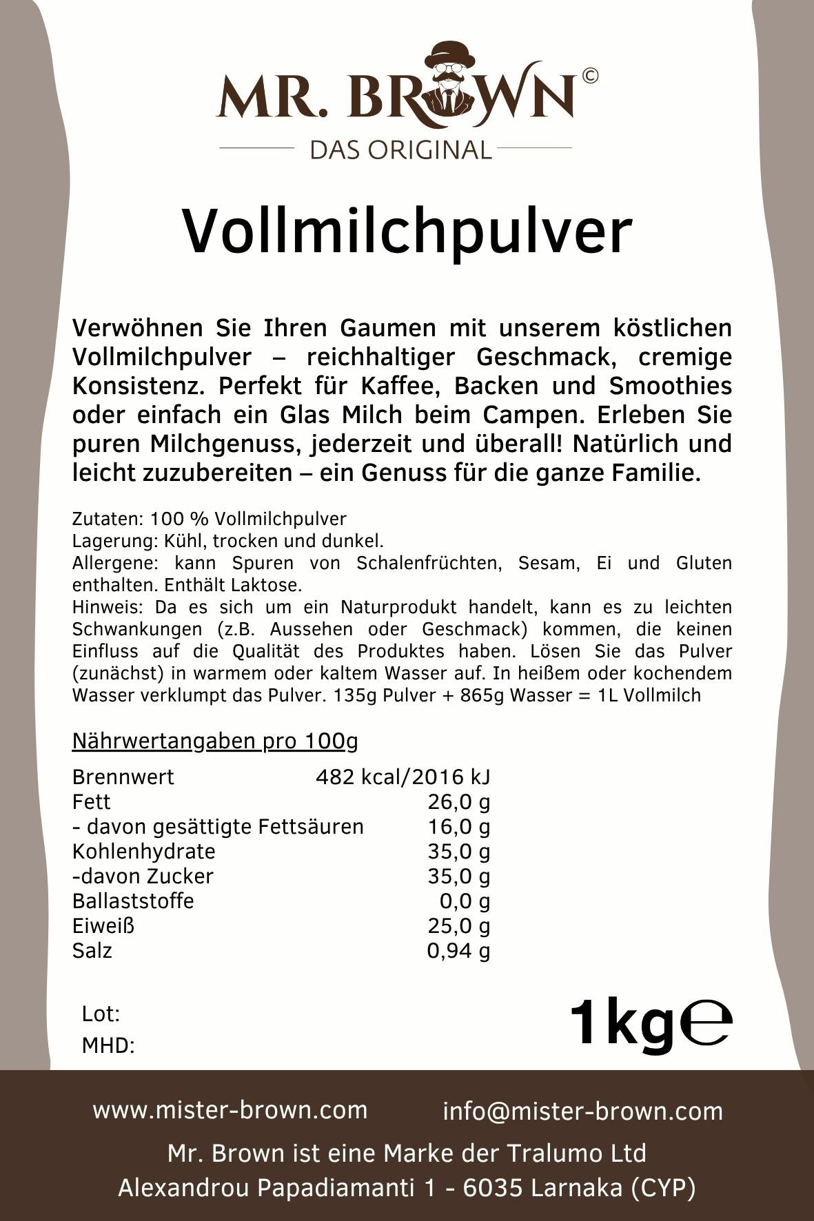 Vollmilch Pulver 1kg