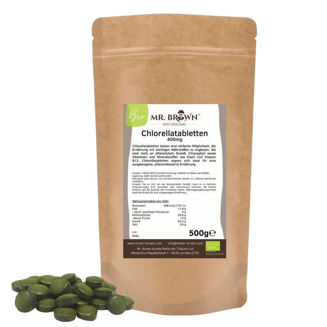 BIO Chlorella Tabletten - 400 mg Presslinge | BIO Alge ohne Zusätze | vegan