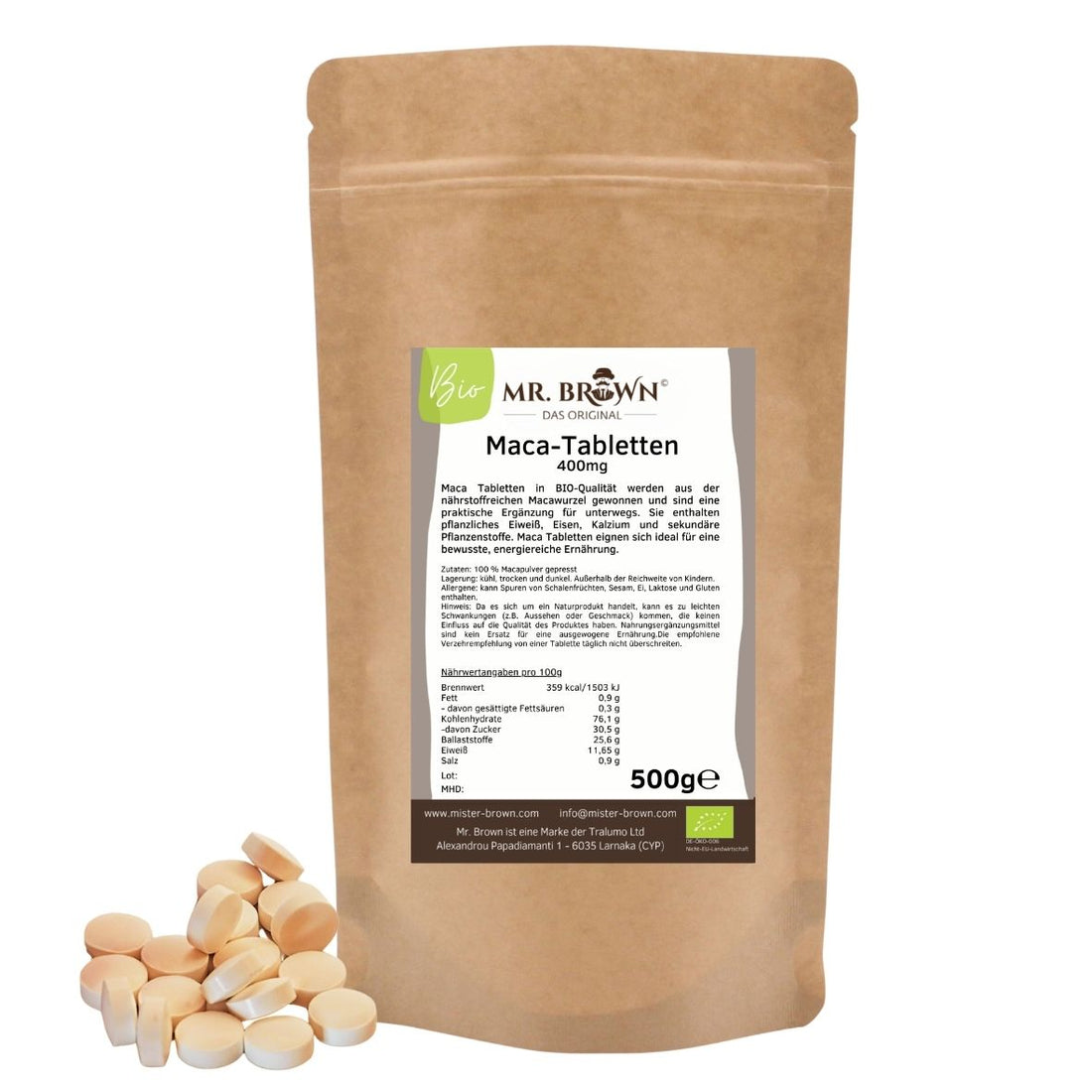 BIO Maca Tabletten 400mg - 500g