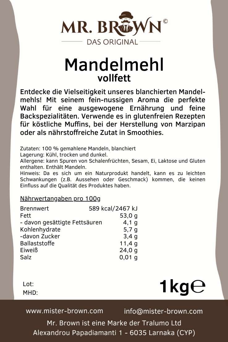 Mandelmehl vollfett 1kg