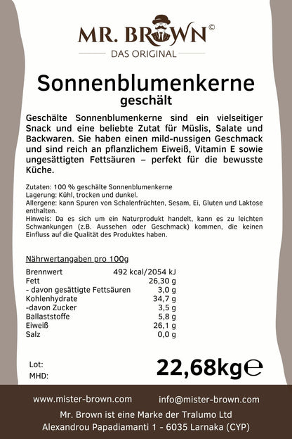 Sonnenblumenkerne geschält - 22,68kg Sack