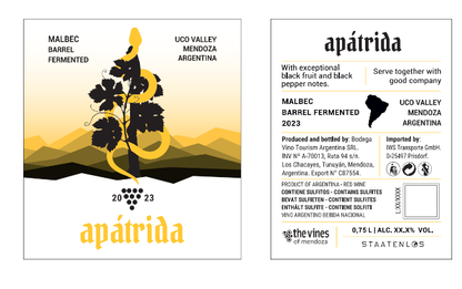 Apátrida Malbec (Blend/Super Premium/Barrel Fermented)  2022/2023