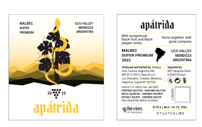 Apátrida Malbec (Blend/Super Premium/Barrel Fermented)  2022/2023