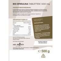 BIO Spirulina Tabletten 400mg - Inhalt: 500g
