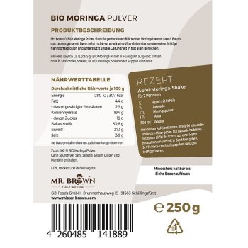 BIO Moringa Pulver 500 g - Herkunft: Tansania