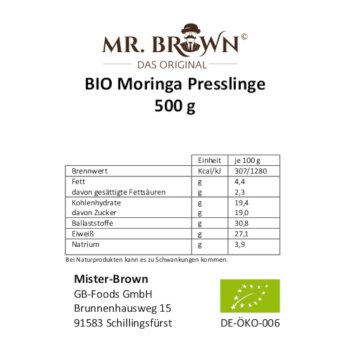 BIO Moringa Tabletten 500mg - 500g